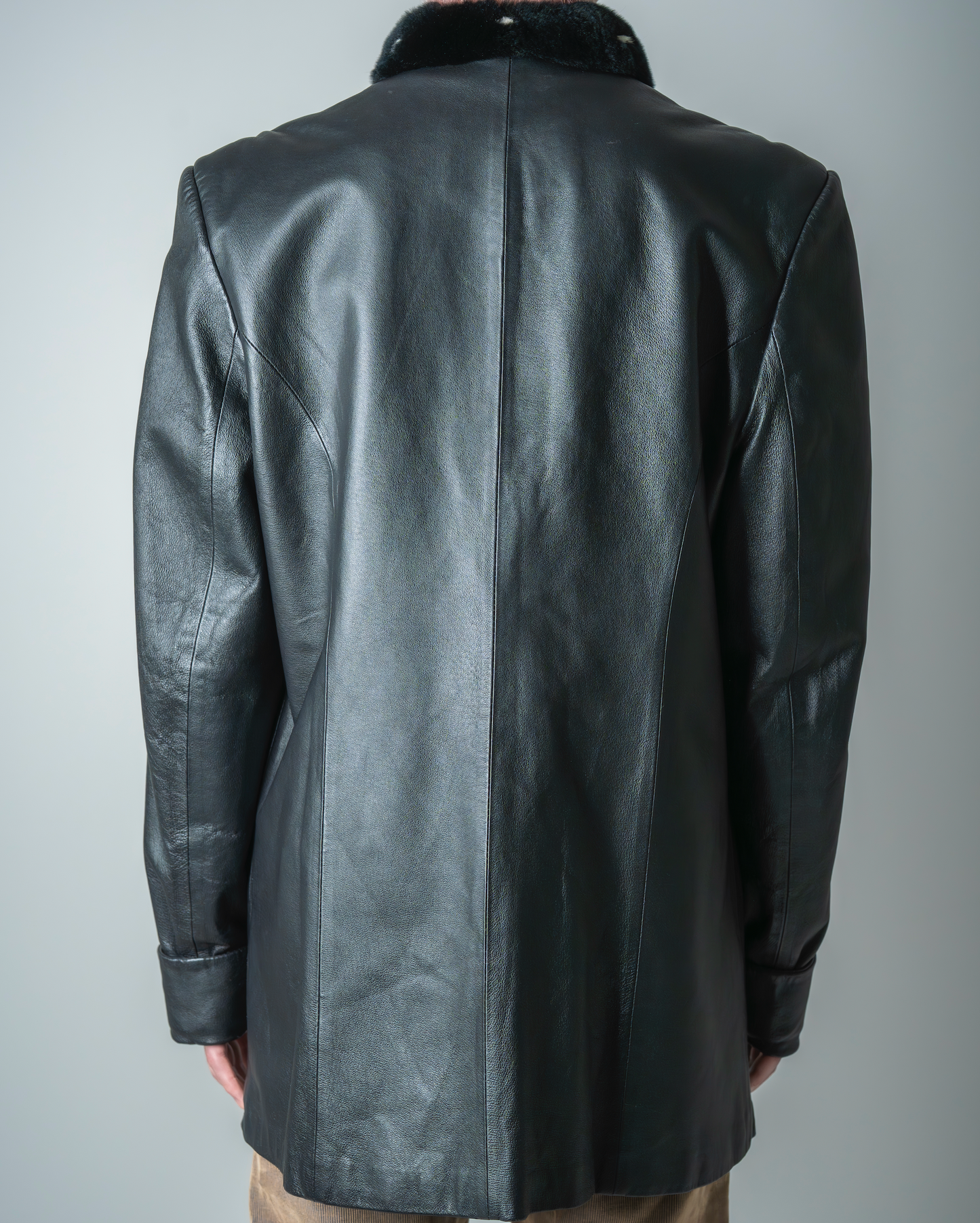 【EU】Neckfur leather jacket