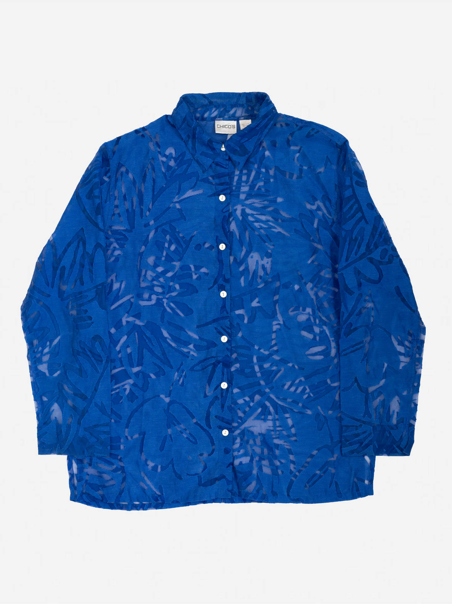 CHICO'S / SEE-THROUGH PATTERN SHIRT