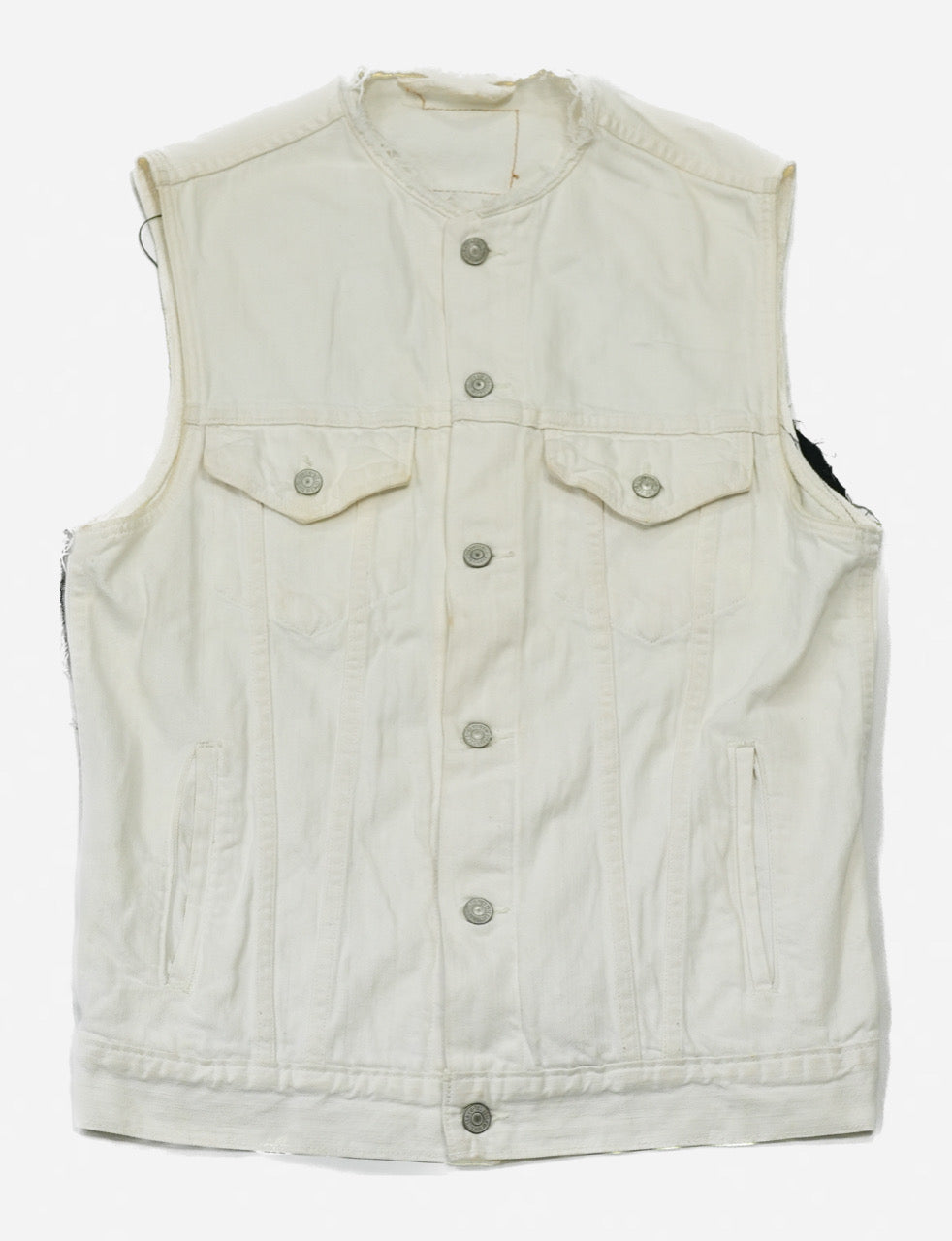 WHITE DENIM SLEEVELESS CUSTOM JACKET