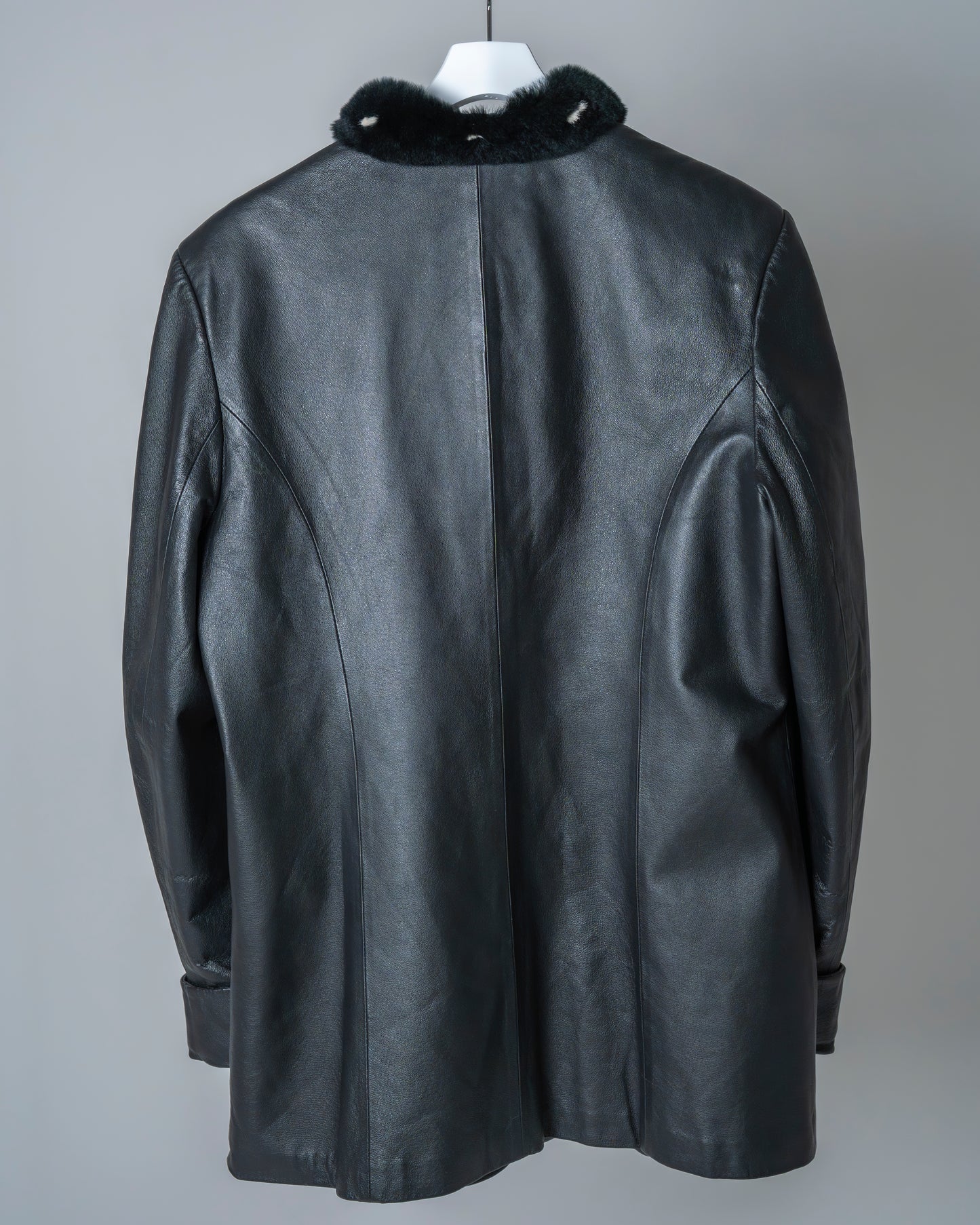 【EU】Neckfur leather jacket
